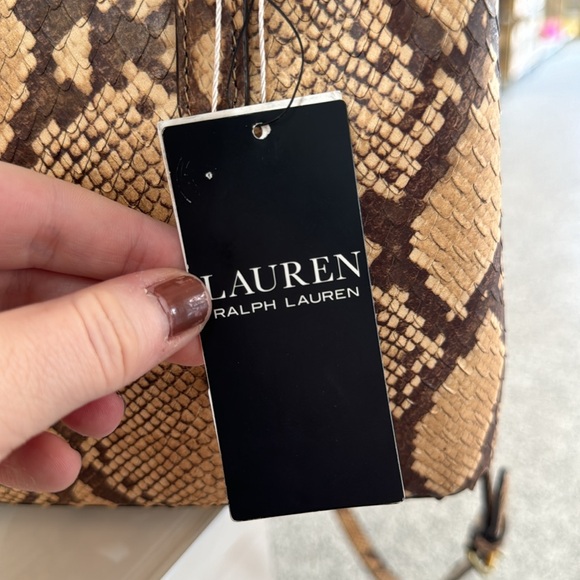 Ralph Lauren NWTs Leather Marcy satchel purse bag $375 brown beige - Picture 5 of 12